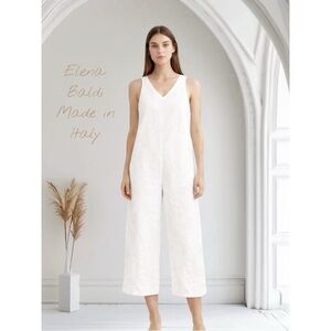 Elena Baldi Women's White Romper Size S One Piece Jumpsuit Casual Chic Pockets